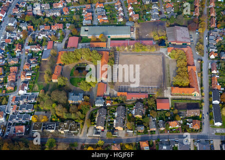 Vue aérienne, vue d'ensemble de la ville historique de Warendorf, École de sport de la Bundeswehr à Warendorf, vue aérienne de Warendorf, Banque D'Images