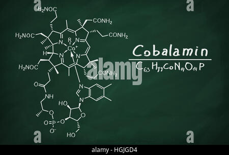 Modèle structural de la cobalamine sur le tableau noir. Banque D'Images