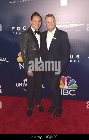 Beverly Hills, Californie. 8 janvier, 2017. Salvador Camarena et Ross Mathews assister au 74e congrès annuel de la NBC Universal Golden Globes After Party au Beverly Hilton Hotel le 8 janvier 2017 à Beverly Hills, Californie. | Verwendung weltweit/alliance Photo © dpa/Alamy Live News Banque D'Images