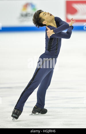 Kansas City, Missouri, États-Unis. 22 janvier, 2017. Kevin Shum effectue au cours de la Men's style libre tenu au Sprint Center, Kansas City, Missouri. Credit : Amy Sanderson/ZUMA/Alamy Fil Live News Banque D'Images