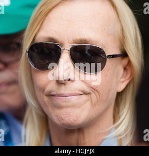 Melbourne, Australie. 23 Jan, 2017. Martina Navratilova s'entretient avec les médias à l'Open d'Australie 2017 à Melbourne Park, Melbourne, Australie. (Photo de Frank Molter) Crédit : Frank Molter/Alamy Live News Banque D'Images