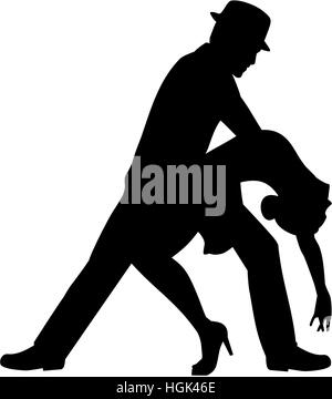 Salsa dancing couple silhouette Banque D'Images