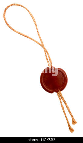 Timbres-postes , joint vide cire avec le cordon isolated on white Banque D'Images