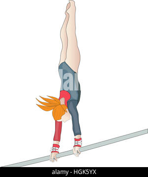Gymnaste fille exercice sportif barre horizontale dans les compétitions de gymnastique Banque D'Images
