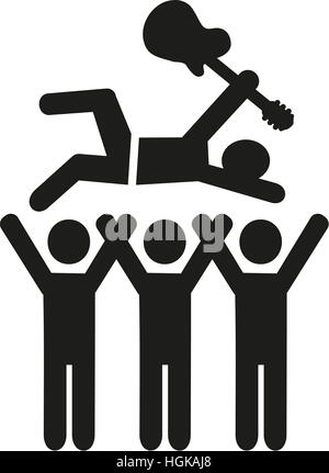 Stagediving avec pictogramme de guitare Banque D'Images