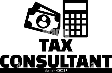 Conseiller fiscal avec de l'argent et l'icône Calculatrice Banque D'Images