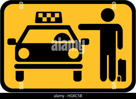 Prendre un taxi - l'icône jaune cab Banque D'Images