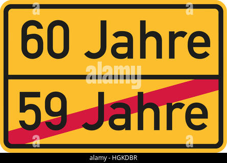 60e anniversaire - roadsign german Banque D'Images