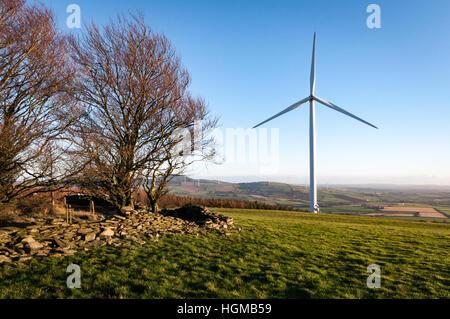 Éolienne sur le vert et herbacé colline près de Bunclody à Wexford en Irlande Banque D'Images