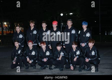 (Chine et Corée) Droits de Séoul, Corée. 10 janvier, 2017. L'agriculture, dix-sept, jusqu'10tion, WJSN et assister au Pentagone rehersal de Music Bank à Séoul, Corée. © TopPhoto/Alamy Live News Banque D'Images