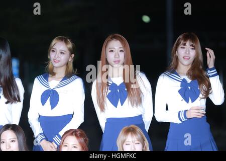 (Chine et Corée) Droits de Séoul, Corée. 10 janvier, 2017. L'agriculture, dix-sept, jusqu'10tion, WJSN et assister au Pentagone rehersal de Music Bank à Séoul, Corée. © TopPhoto/Alamy Live News Banque D'Images