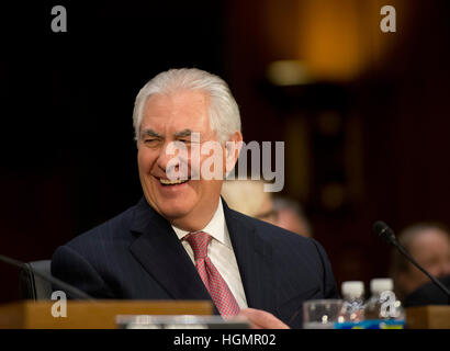 Washington DC, USA. Jan 11, 2017. Ray Tillerson témoigne sur la colline du Capitole à son audience de confirmation pour devenir le secrétaire d'État. Credit : Patsy Lynch/Alamy Live News Banque D'Images