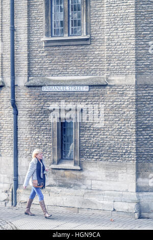 Emanuel street à l'extérieur de l'Emmanuel College, Université de Cambridge, en Angleterre. Banque D'Images