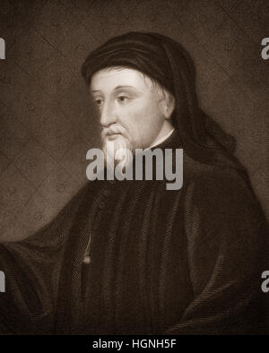 Geoffrey Chaucer, ca. 1343 - 1400, le plus grand poète anglais du Moyen Âge Banque D'Images