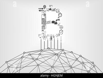 L'icône de Bitcoin avec world wide web comme symbole de devise crypto Illustration de Vecteur