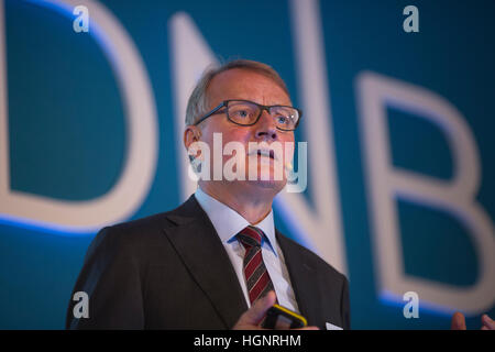 Rune Bjerke, directeur général du Groupe DNB DNB au Capital Markets Day, 16 novembre 2016, l'hôtel Claridges, London, UK Banque D'Images