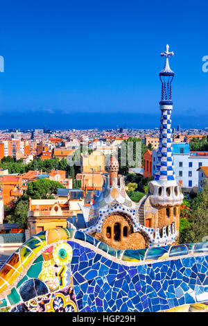 Le Parc Guell de Gaudi, Barcelone Banque D'Images