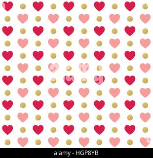 Valentines Day transparente motif rouge à pois avec des cœurs. Vector Illustration de Vecteur