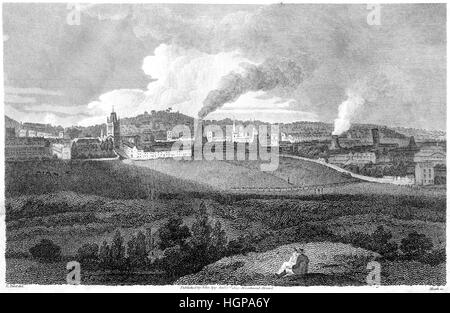 Une gravure d'une vue sur la Colline du pieu de Bristol en 1809 numérisées à haute résolution à partir d'un livre imprimé en 1816. .Croyait libres de droit. Banque D'Images