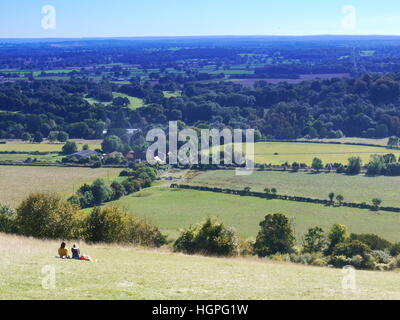La vue de Fort Hill, Surrey, Angleterre, Royaume-Uni. Banque D'Images