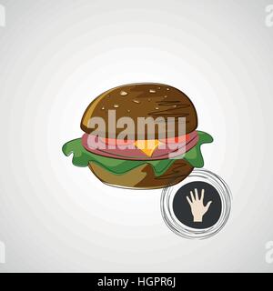 Sketch juteuse et savoureuse burger. vector icon Illustration de Vecteur