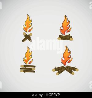 Feu, brûlant sur le bois. Conception vectorielle Illustration de Vecteur