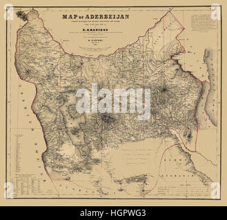 La carte de l'Azerbaïdjan 1855 Banque D'Images