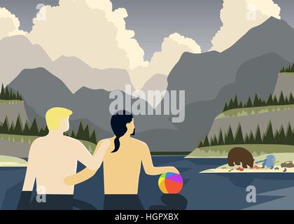 Vector illustration d'un concept couple gay jamais capable de se relaxer totalement Illustration de Vecteur