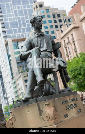 Statue de Adam Lindsay Gordon, à Gordon's réserver dans le CBD de Melbourne, Victoria Australie Banque D'Images