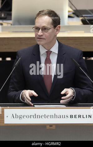 Berlin, Allemagne. 12 Jan, 2017. Maire de Berlin Michael Müller (SPD) s'exprimant au cours d'une session de la Chambre des Représentants de Berlin à Berlin, Allemagne, 12 janvier 2017. Dpa : Crédit photo alliance/Alamy Live News Banque D'Images