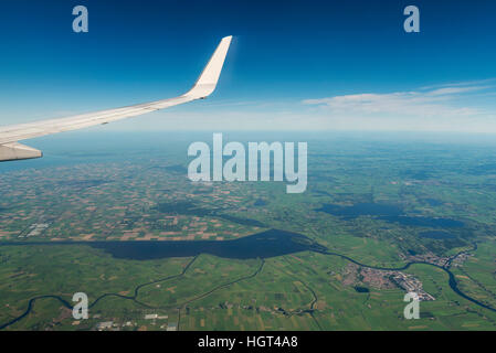 Les rivières et les paysages, vu de l'aéronef, Amsterdam, Pays-Bas environs Banque D'Images
