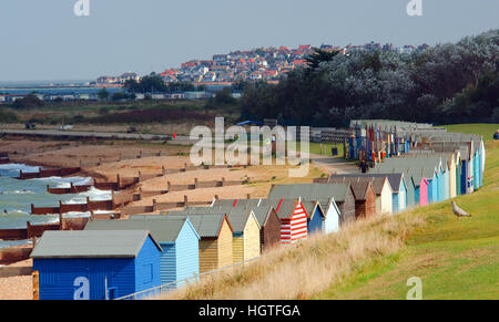 Cabines de plage, plage de Tankerton Banque D'Images