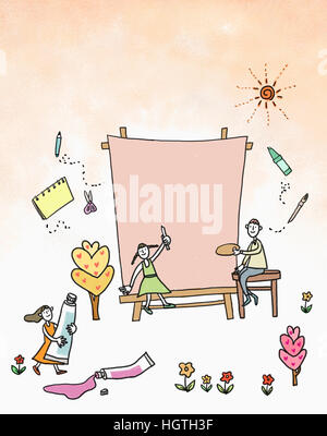 Illustration représentant la ligne de l'éducation artistique Banque D'Images