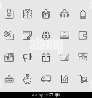 Diverses icônes liées au shopping en ligne Banque D'Images