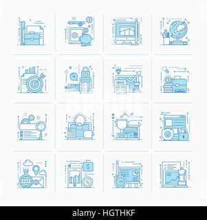Ensemble d'icônes de ligne différents liés à l'entreprise Banque D'Images