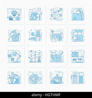 Ensemble d'icônes de ligne différents liés à l'entreprise Banque D'Images