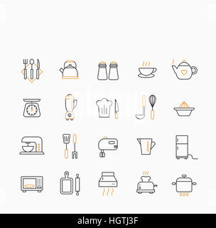 Diverses icônes de ligne liés à la cuisson Banque D'Images