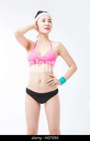Young woman in bikini posing Banque D'Images