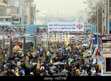 Anniversaire de la révolution islamique rally grandes foules, journée nationale de l'Iran à Téhéran Banque D'Images