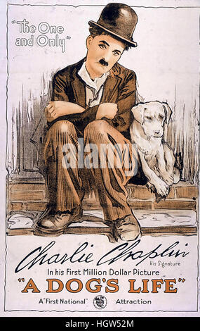 Une vie de chien 1918 Premier film avec Charlie Chaplin Banque D'Images