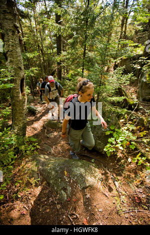 Les randonneurs sur le mont Monadnock dans Monadnock State Park à Jaffrey, New Hampshire. Banque D'Images