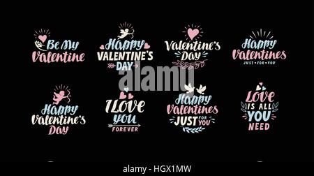 Happy Valentines Day carte lettrage. Label vector illustration Illustration de Vecteur