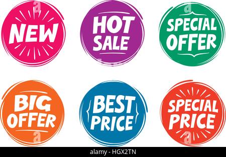 Collection des symboles comme offre spéciale, promo, meilleur prix, neuf. Icons vector illustration Illustration de Vecteur