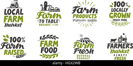 Icons set ferme, l'alimentation biologique naturelle.. Illustration vecteur symbole Illustration de Vecteur