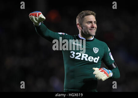 Leeds United gardien Robert Green célèbre après le coup de sifflet final lors de la Sky Bet Championship match à Elland Road, Leeds. Banque D'Images