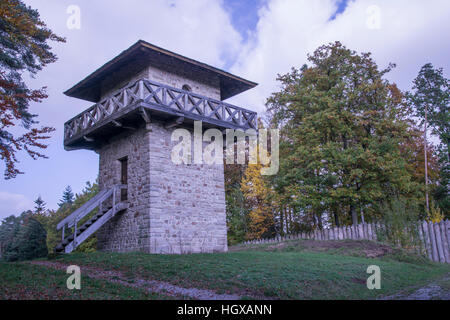 Watchtower, Limes reconstruit, Grosserlach-Grab Heidenbuckel, Rems-Murr Région, Bade-Wurtemberg, Allemagne Banque D'Images