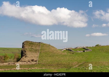 Mur d'Hadrien : la colline extrait associés à Cawfield Milecastle 42 à côté de la carrière Banque D'Images