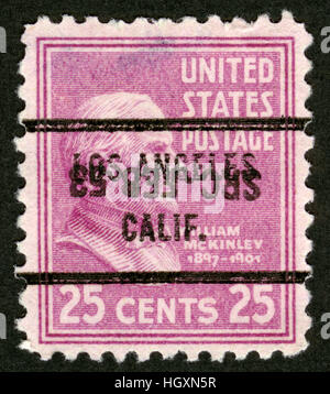 US,vers 1938, timbre-poste, William McKinley, 1843-1901, homme politique et le 25e président des États-Unis d'Amérique (1897-1901) Banque D'Images