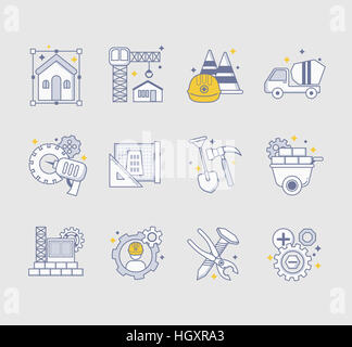 Différentes icônes en ligne liés à la construction Banque D'Images