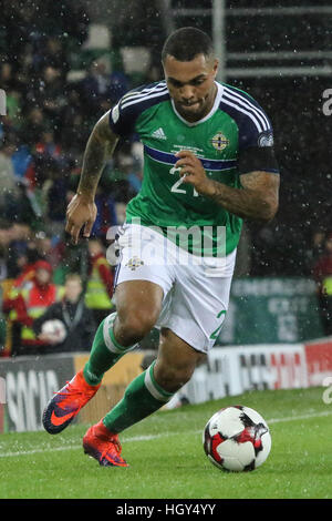 Belfast, Irlande du Nord. 11 novembre 2016. Coupe du Monde de Football - L'Irlande du Nord 4 Azerbaïdjan 0. L'Irlande du Nord Josh Magennis. Banque D'Images